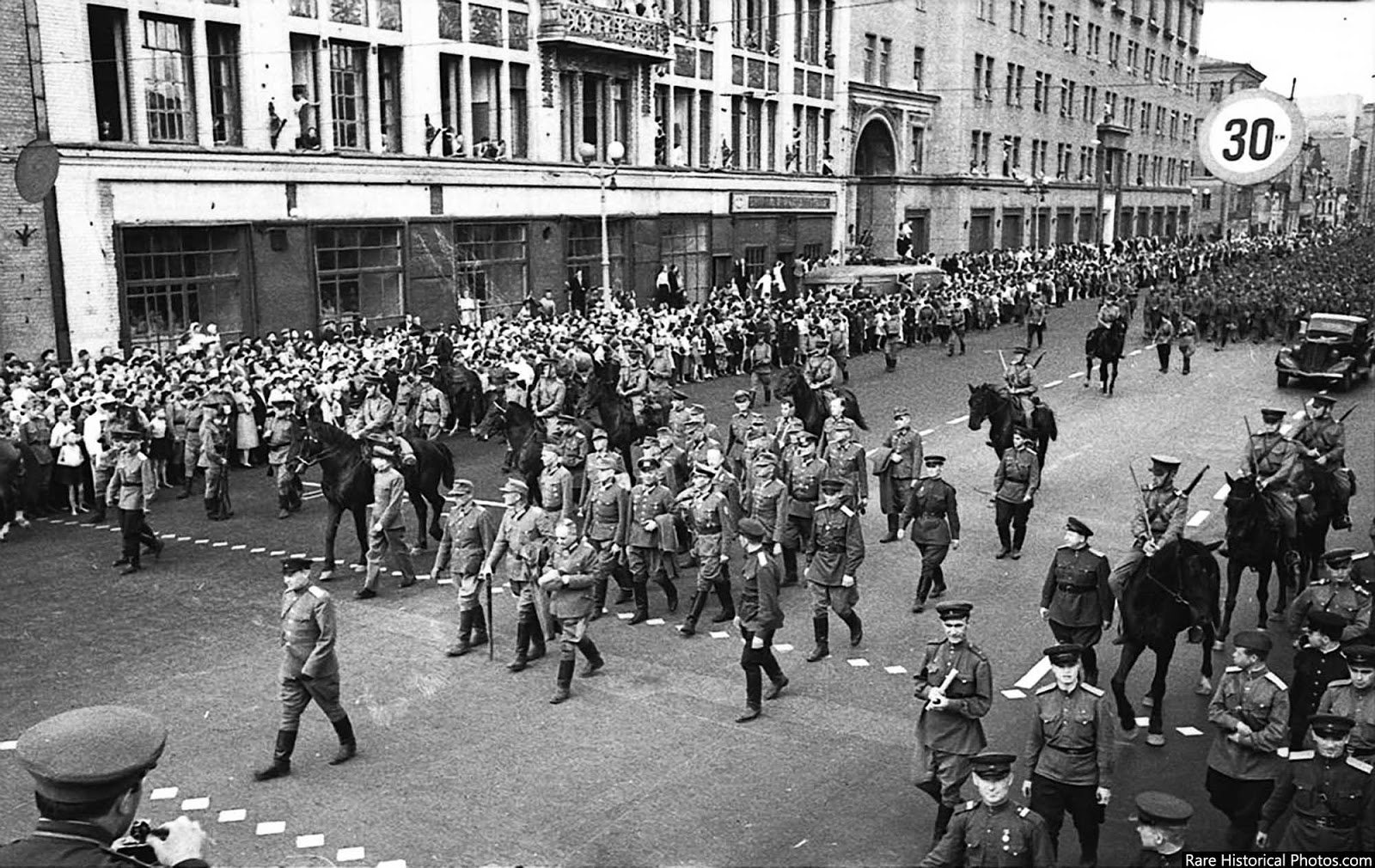 High ranking officers leading the parade.