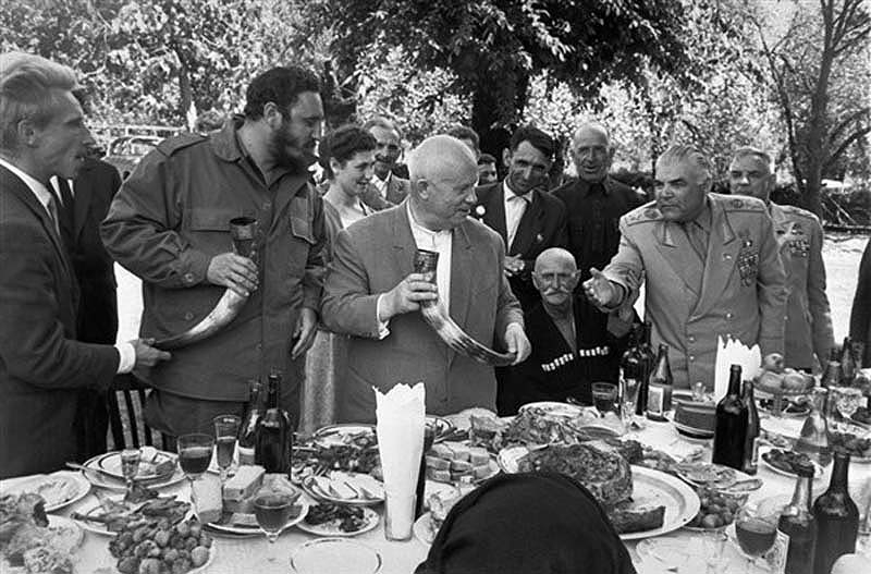 Fidel Castro and Nikita Khrushchev