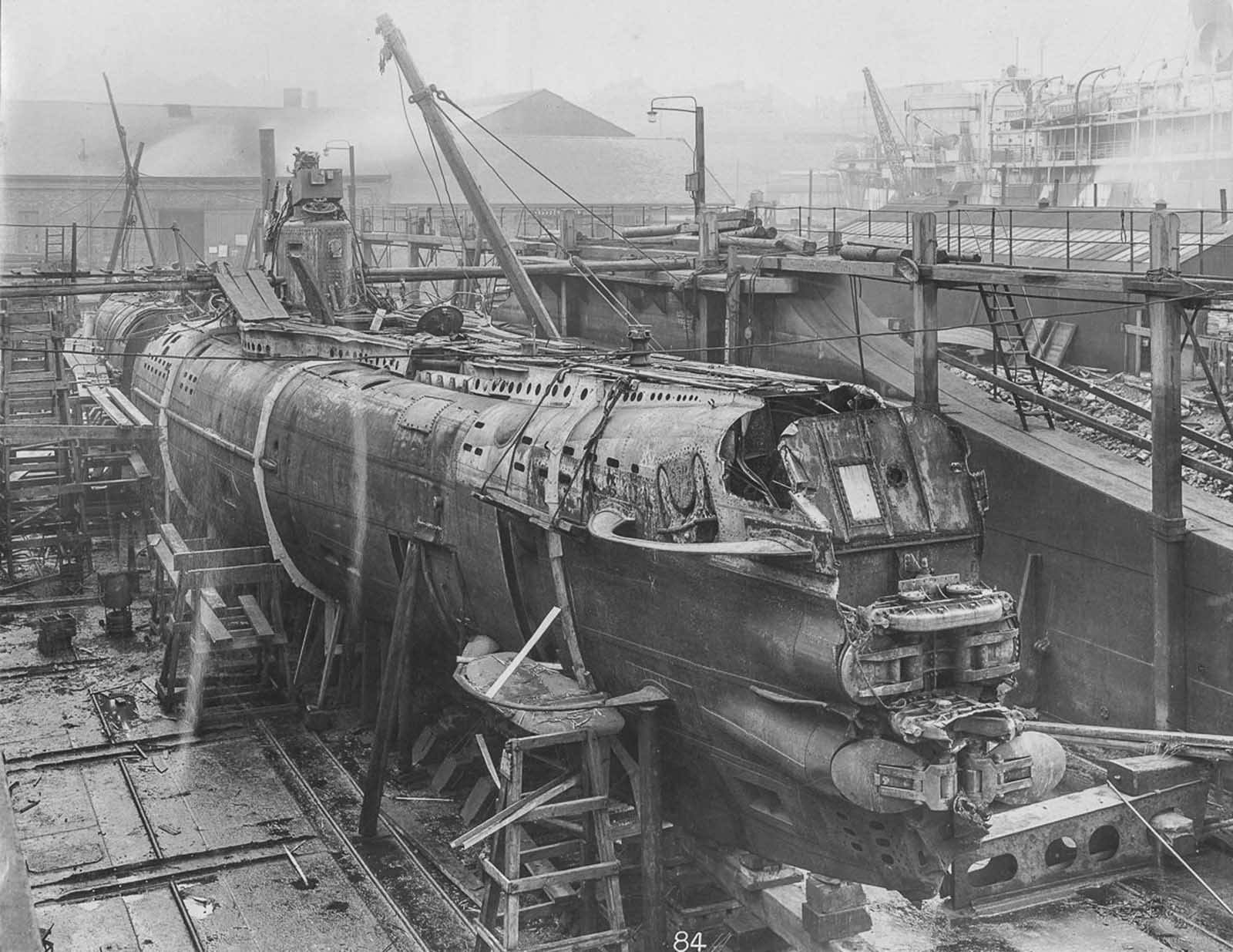 U-Boat 110 in dry dock. 