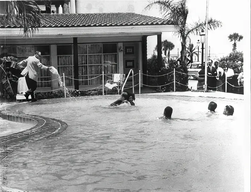 Motel manager pouring acid in the water when black people swam in his pool
