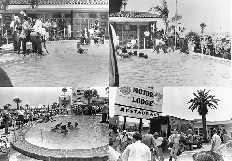 Motel manager pouring acid in the water when black people swam in his pool