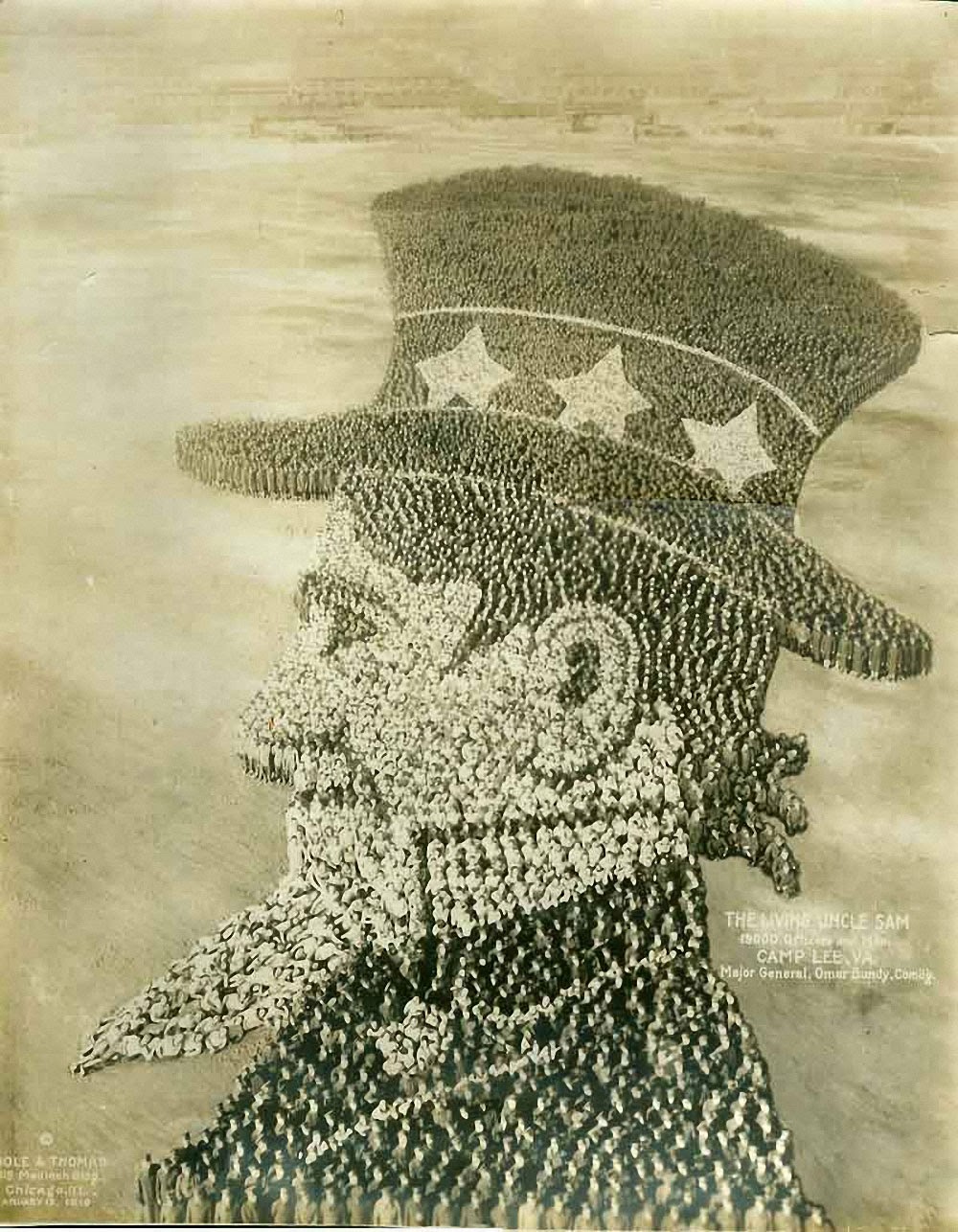 The Living Uncle Sam 1919 Camp Lee VA - 19000 officers and men