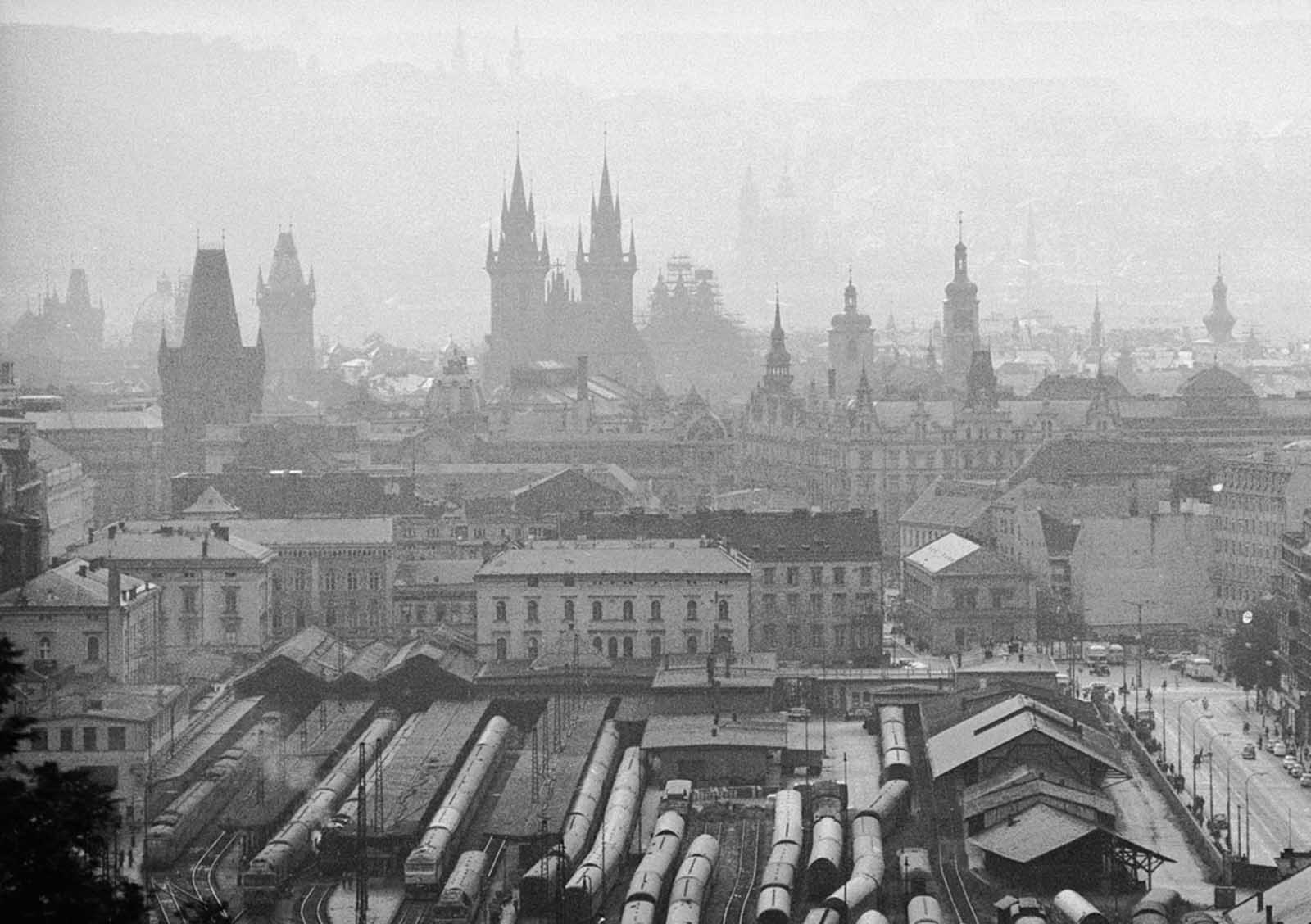 A view of the Czechoslovakian capital, Prague, from the surrounding hills, August 1968.