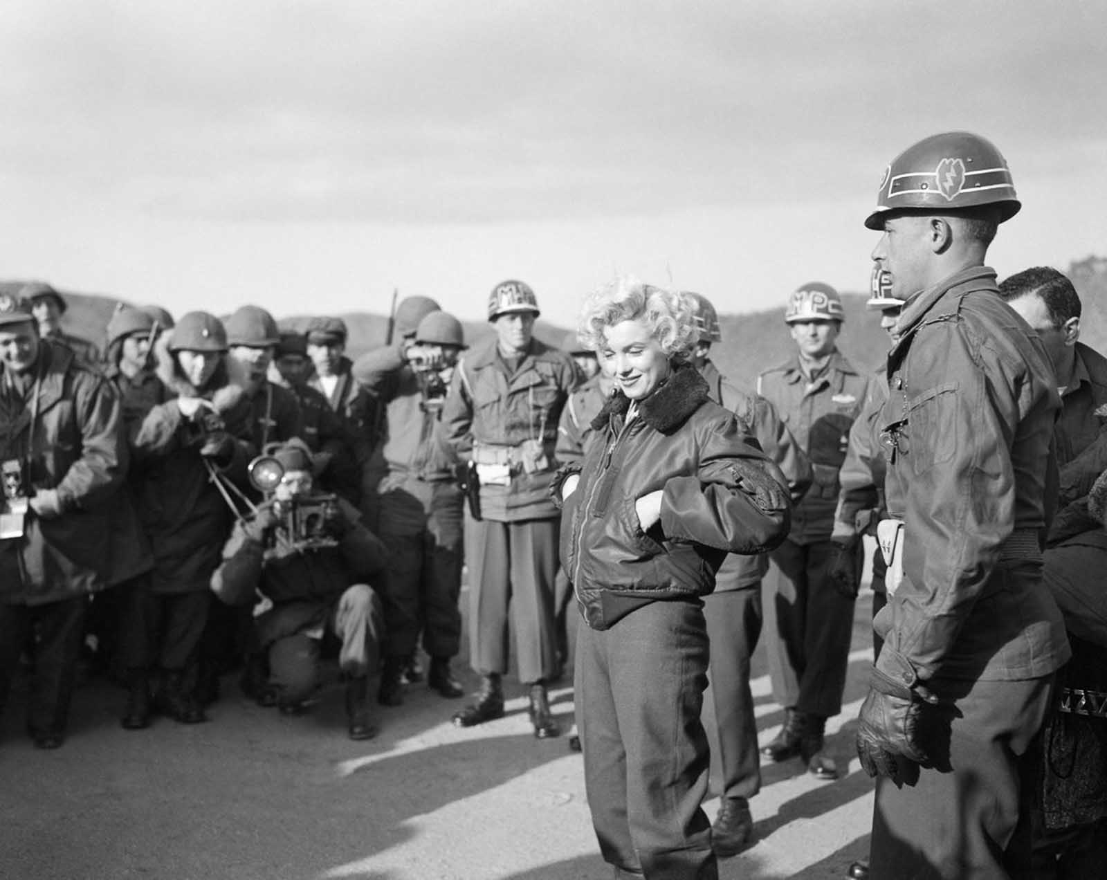 Marilyn Monroe greeting the troops.