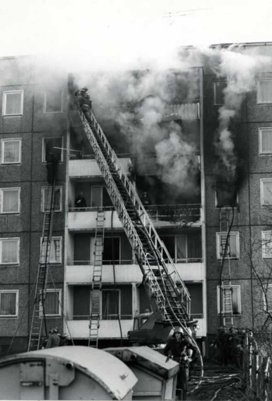 The plane had hit the second floor of the apartment block.