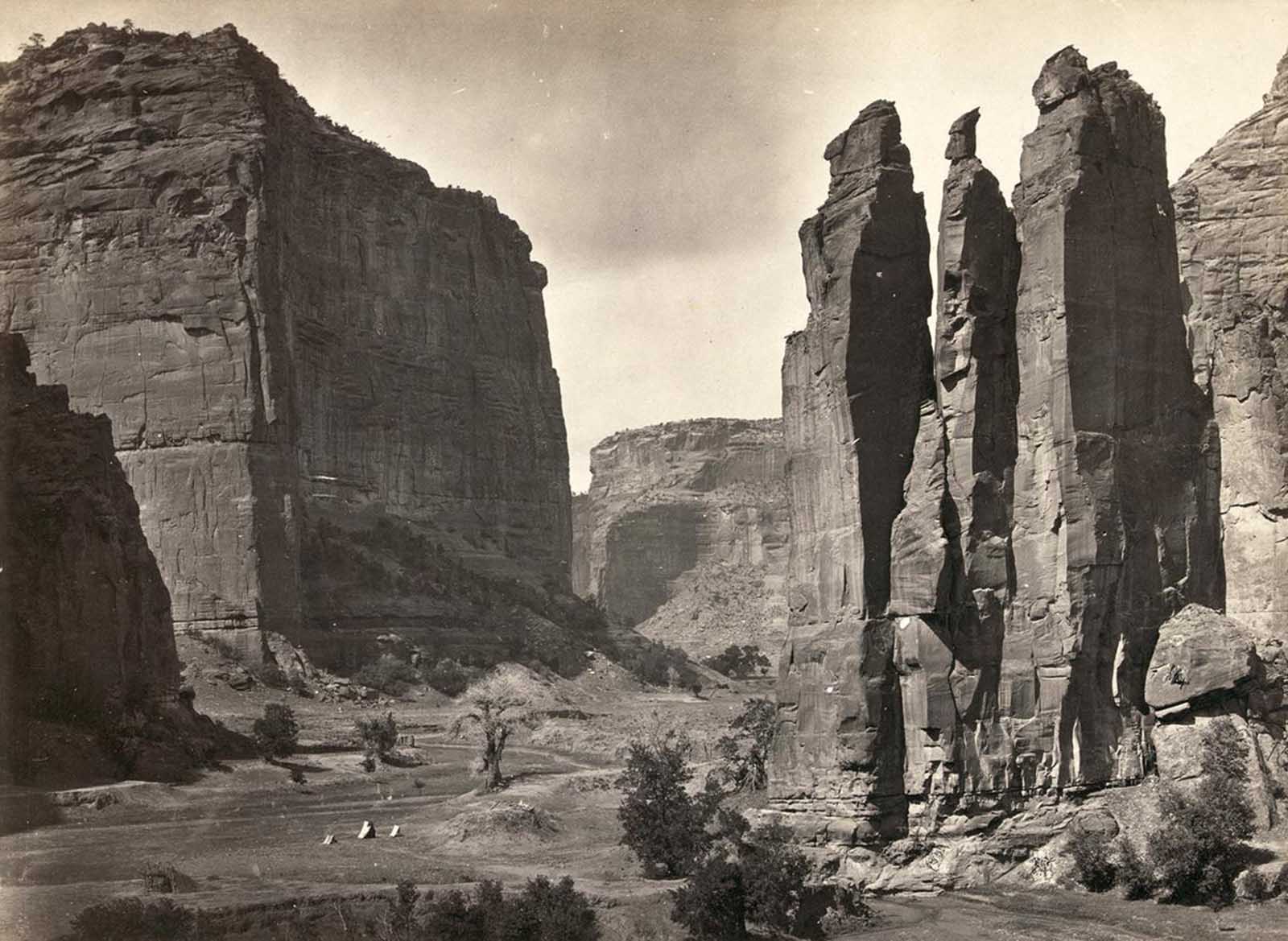 Panoramic view of tents and a camp identified as