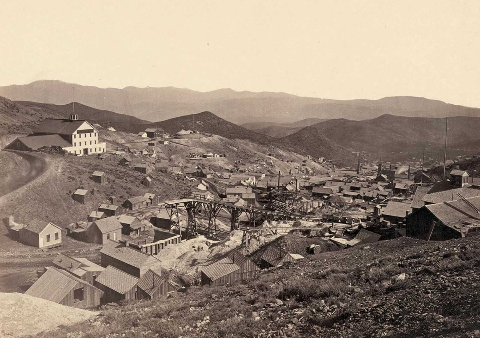 The mining town of Gold Hill, just south of Virginia City, Nevada, in 1867.