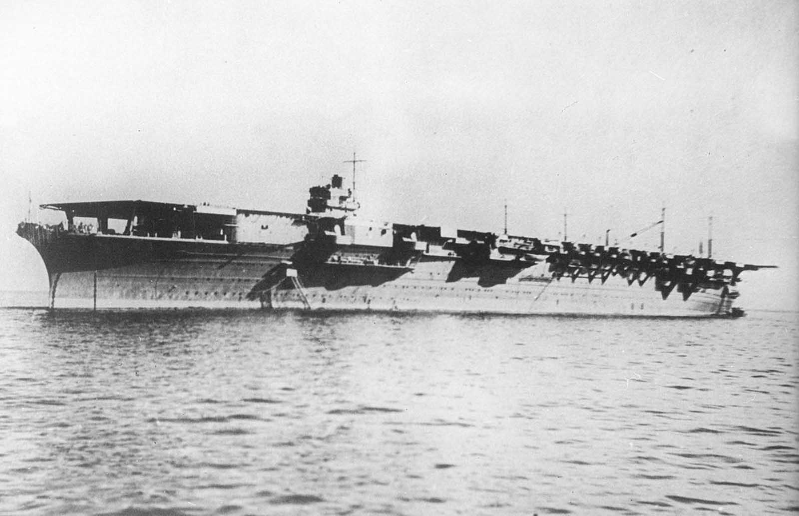 The Japanese aircraft carrier Zuikaku, seen in September of 1941. The Zuikaku would soon sail toward Hawaii, one of six aircraft carriers used in the attack by the Imperial Japanese Navy.