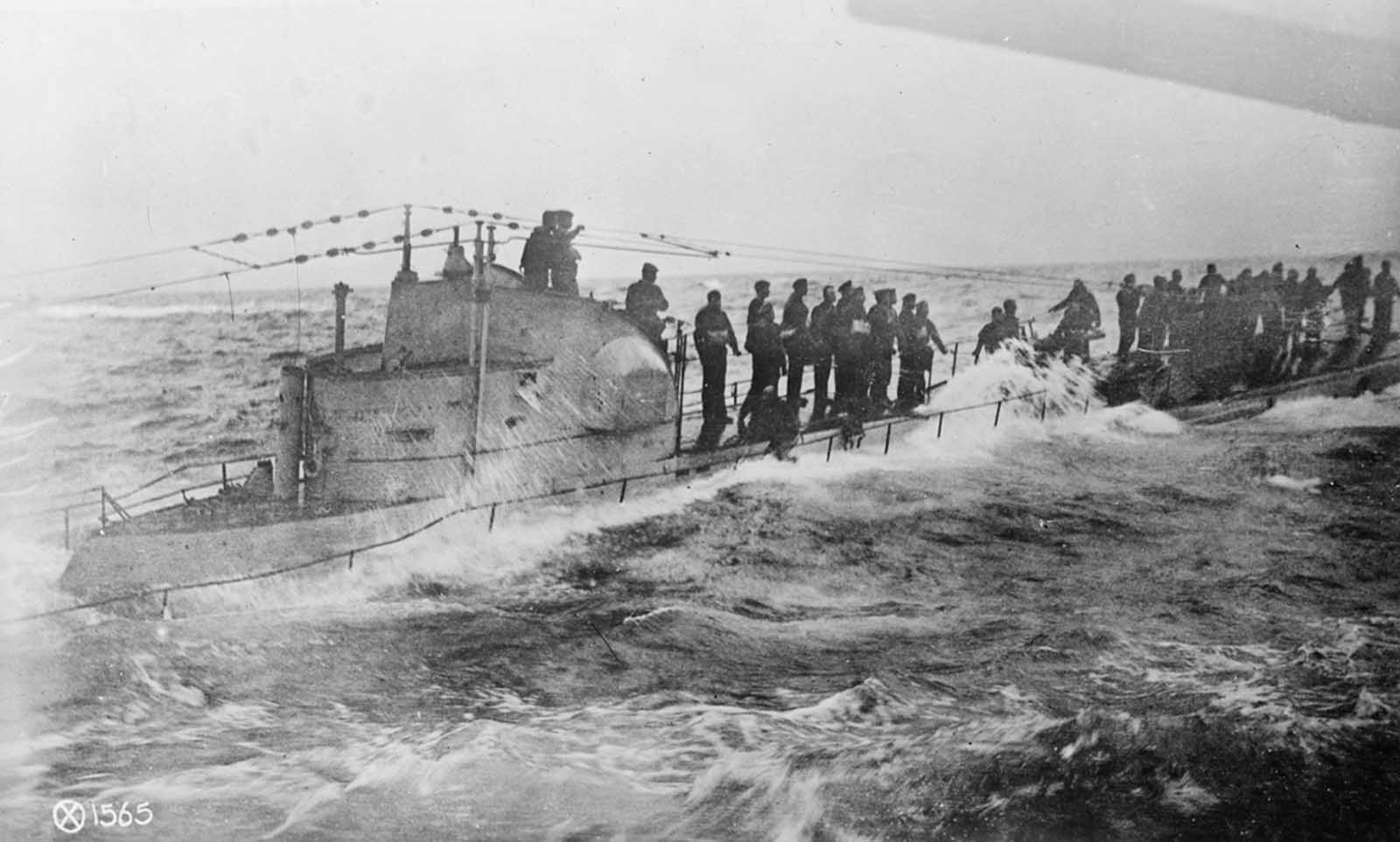 German submarine surrendering to the US Navy.