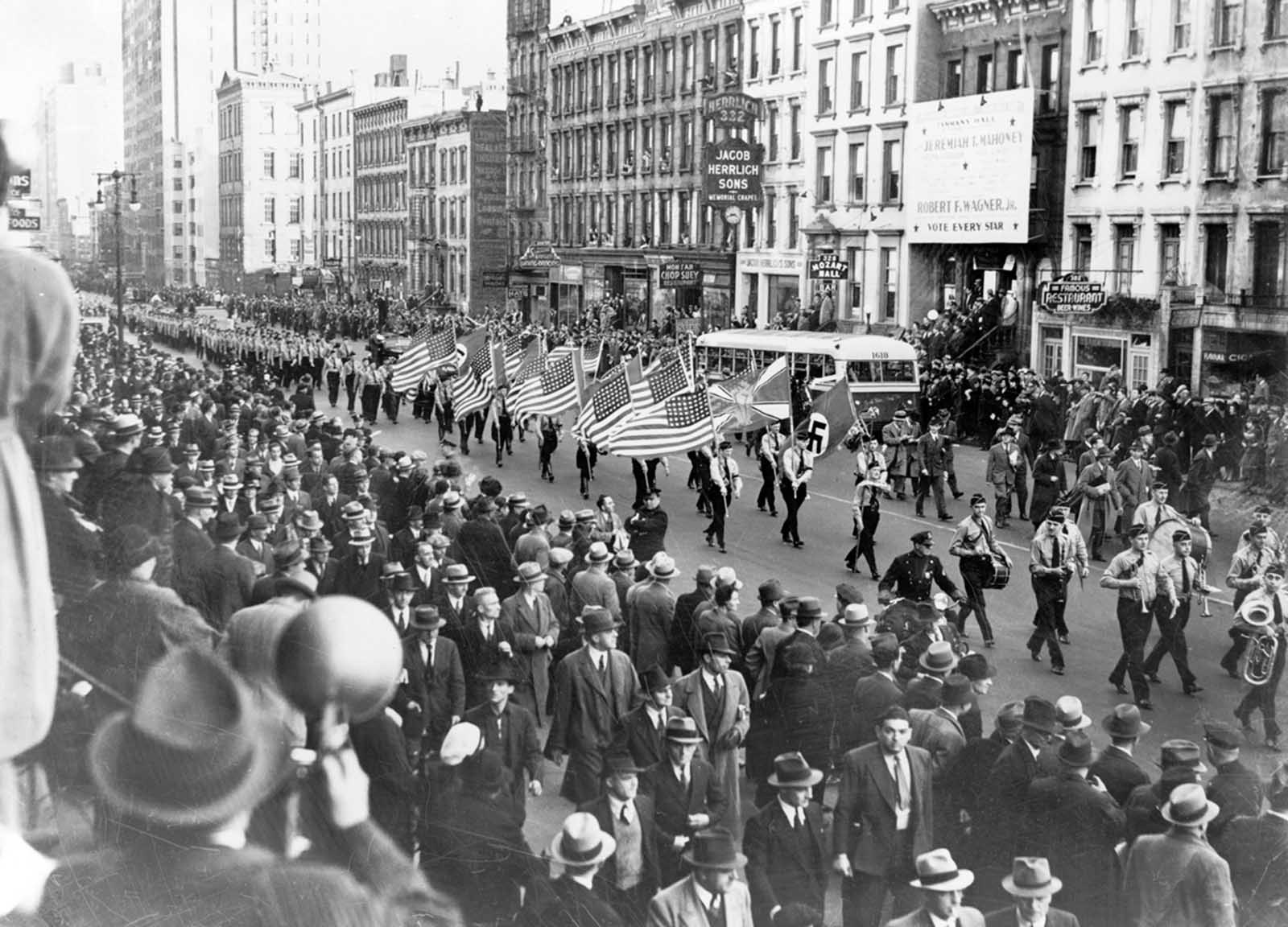 German American Bund parade in New York City on East 86th St. on October 30, 1939.