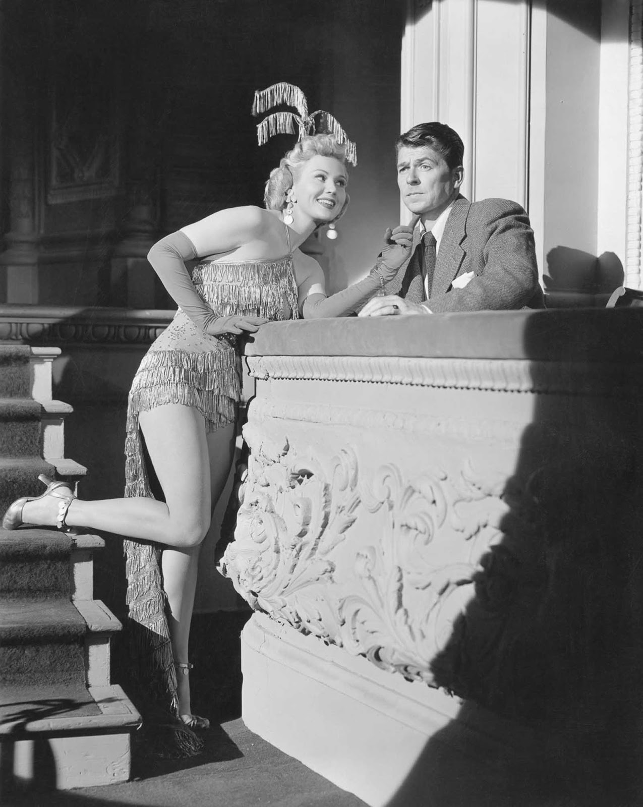Reagan and Virginia Mayo perform in She's Working Her Way Through College. 1952.