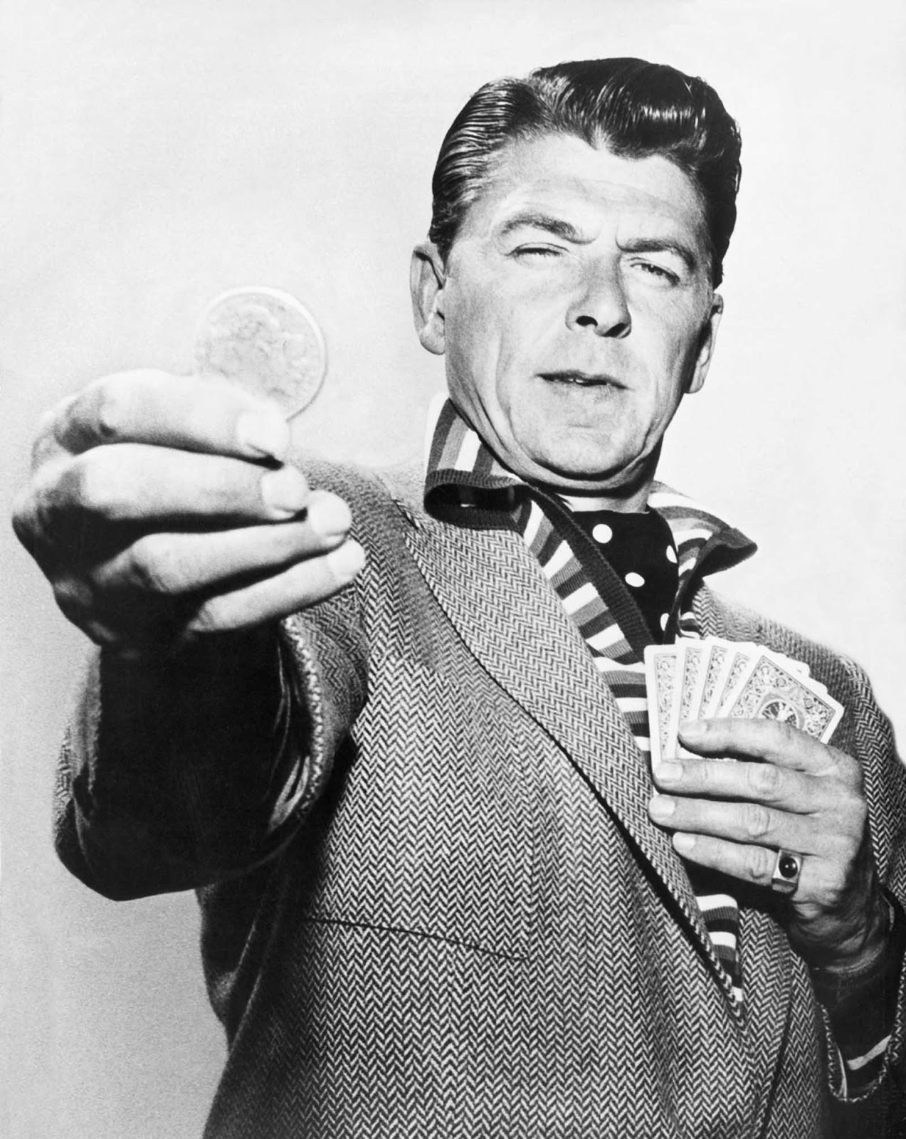 Reagan performs in the General Electric Theater CBS teleplay The Lord's Dollar. 1958.