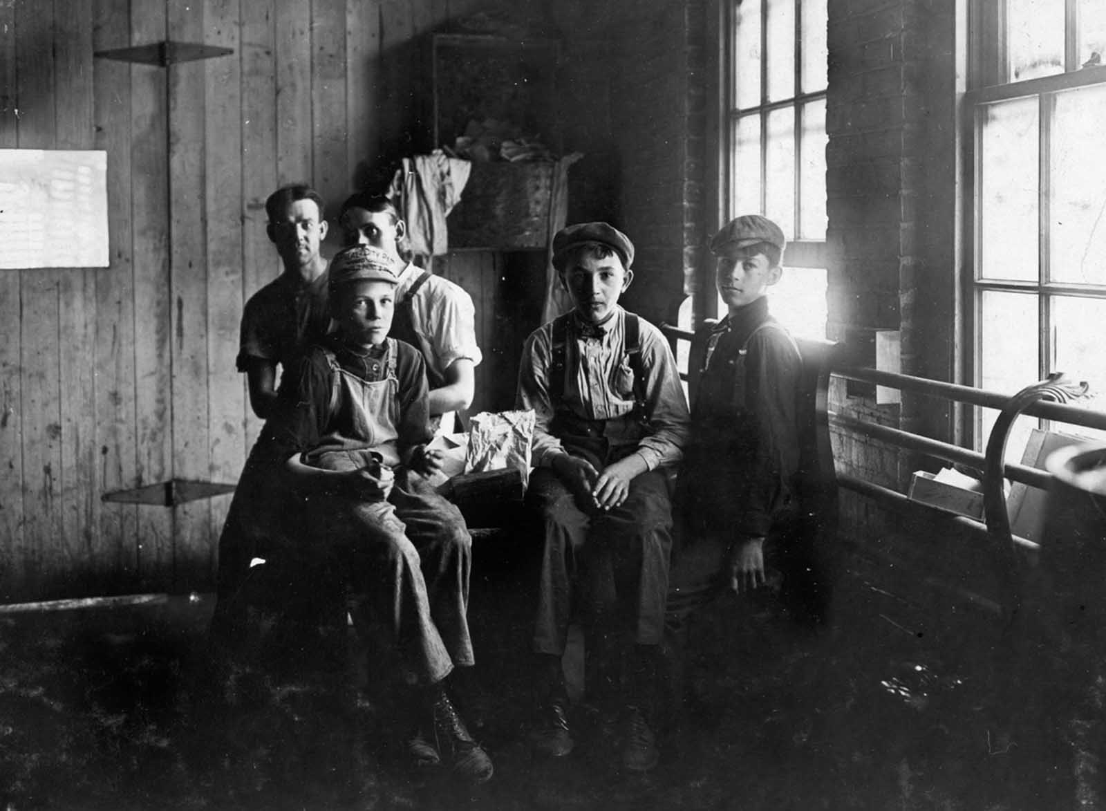 Noon Hour in an Indianapolis furniture factory, on a day in August of 1908.