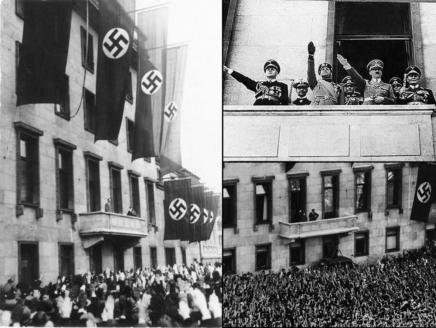 Hitler standing on the same balcony.