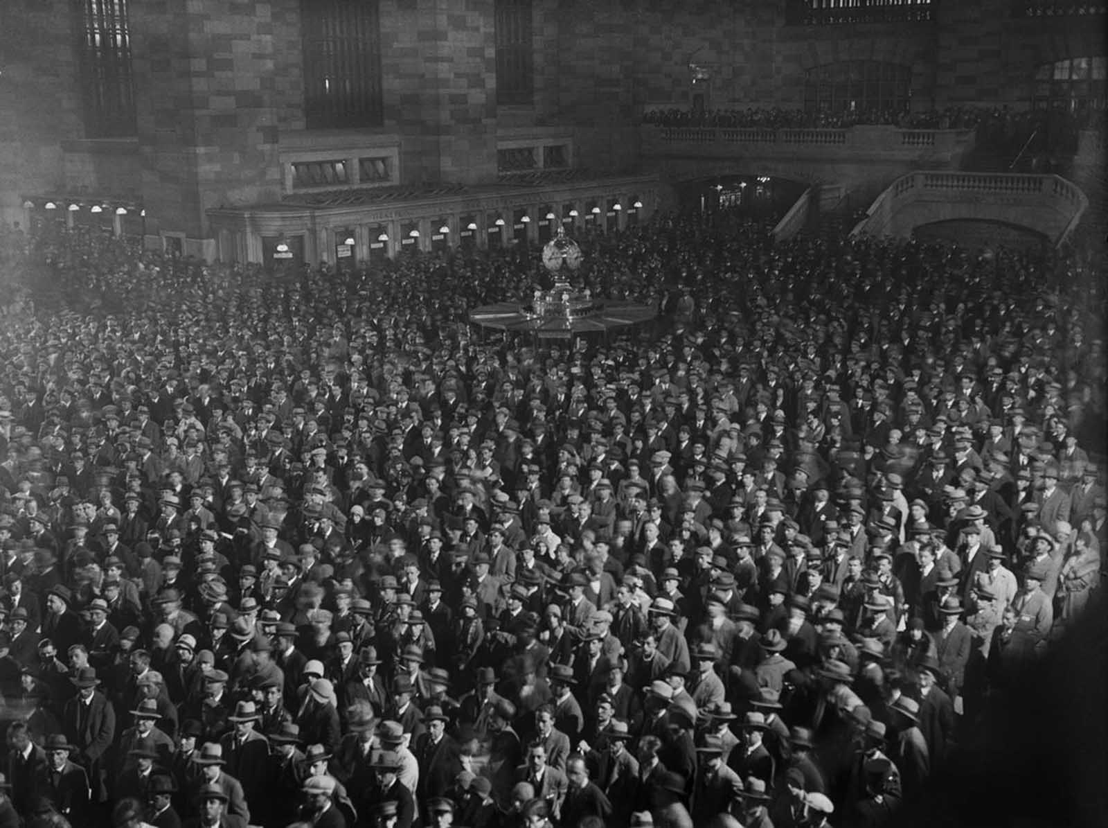 A crowd looks on as the 