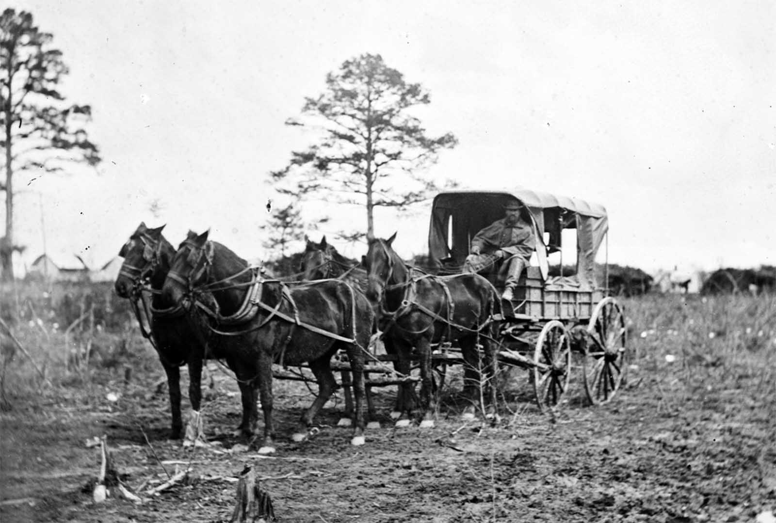 Mail wagon for headquarters, Army of the Potomac, at Falmouth, Virginia, March 1863.