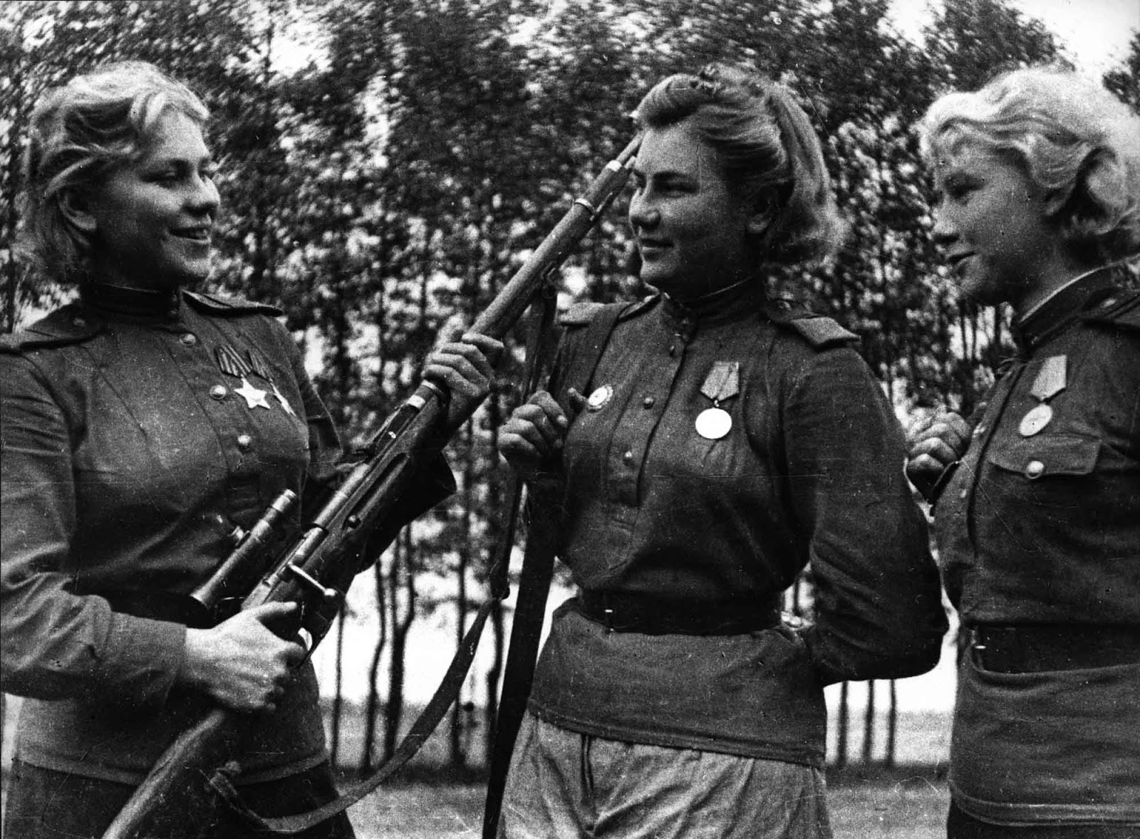 Roza Shanina, Alexndra Maksimovna Ekimova and Lydia G. Vdovin.