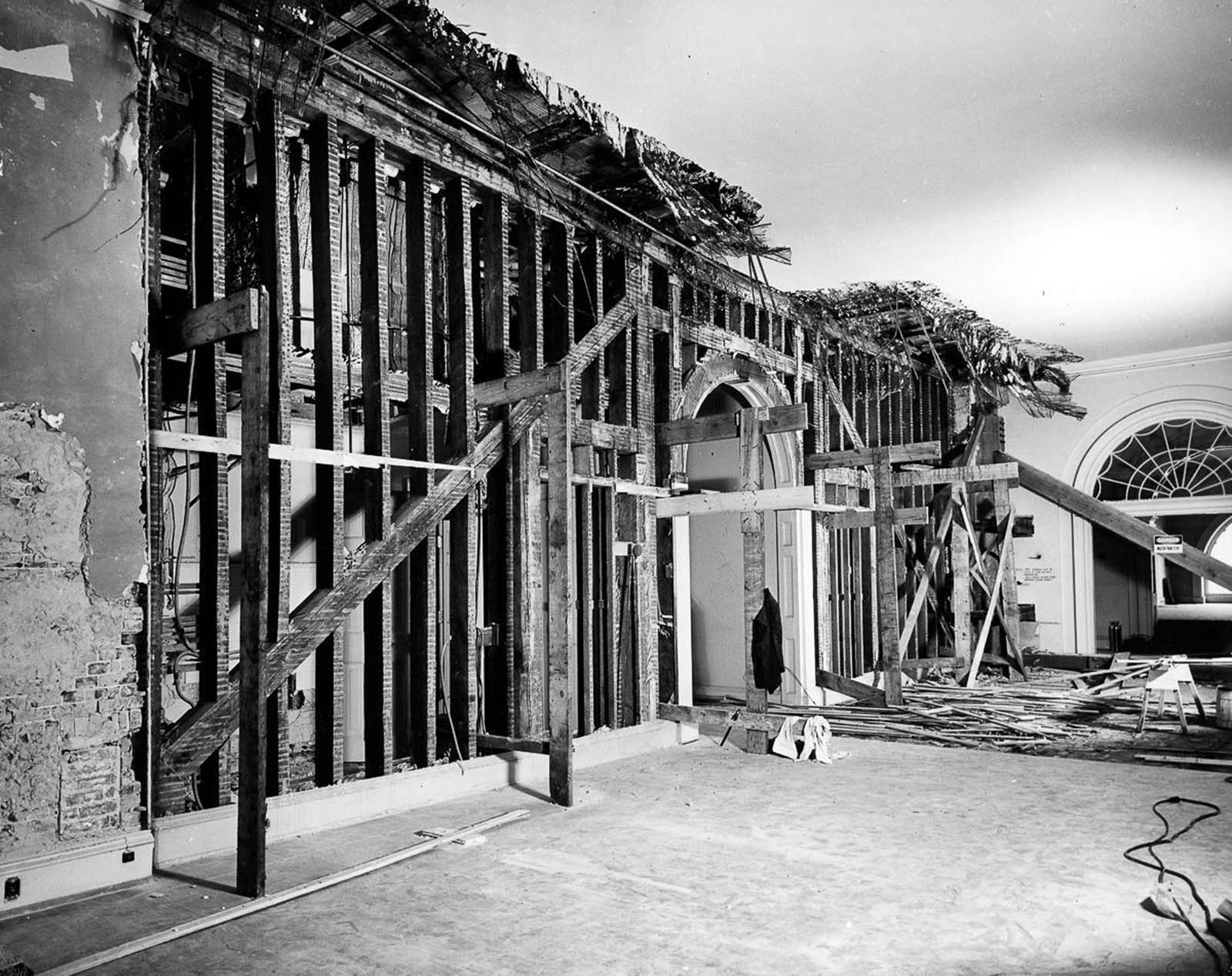 Renovation wWork on the White House, c. 1950.