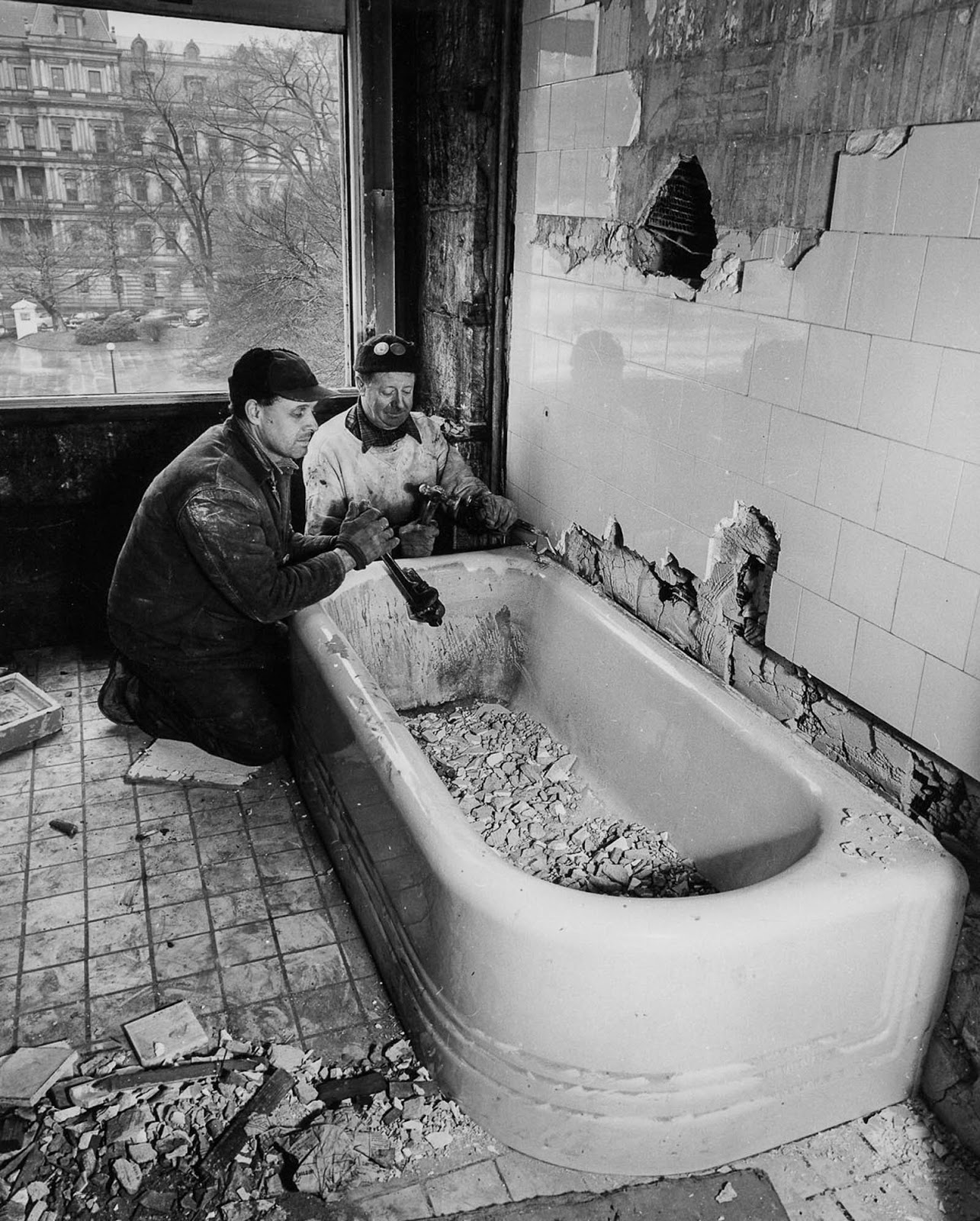 Renovating the White House shower area. 