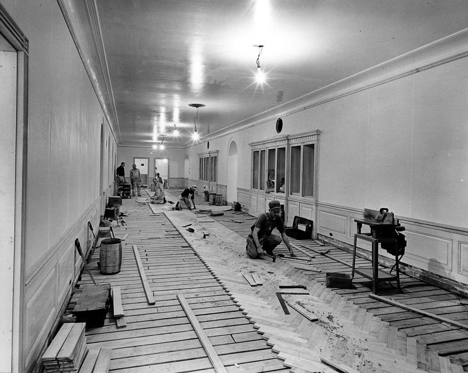 West wiew in the third floor corridor. 1951.