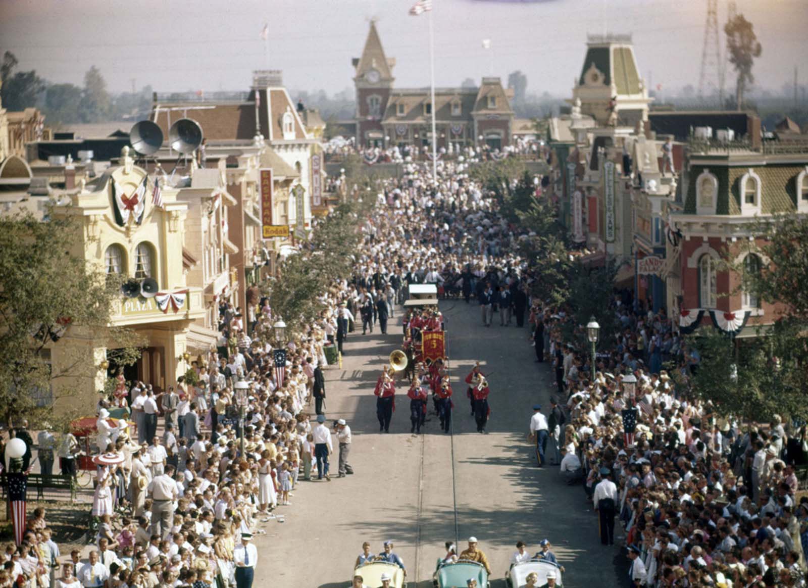 Disneyland's opening-day parade, photographed on July 17, 1955.