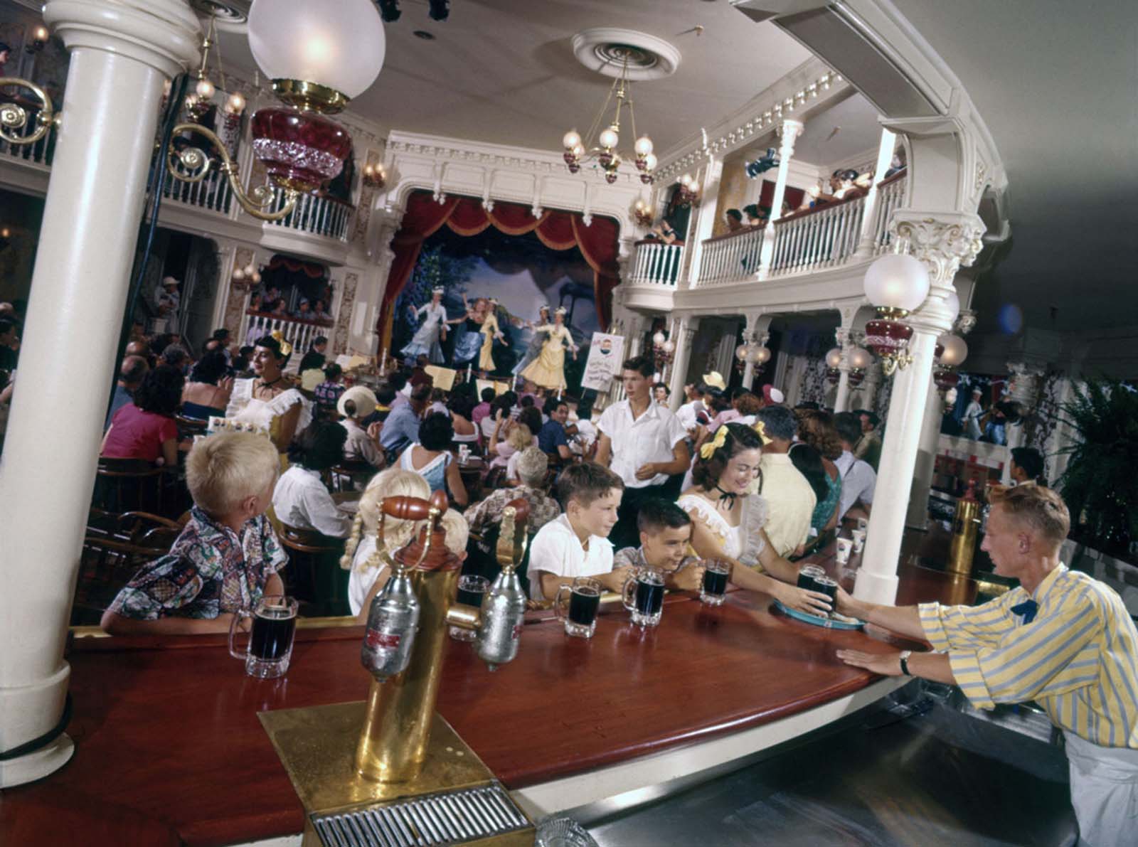 A children's saloon, the Golden Horseshoe, photographed at Disneyland on July 17, 1955.