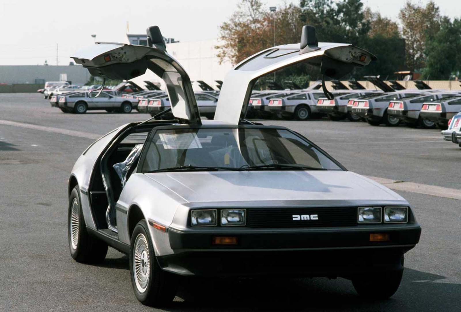 A DeLorean with doors open. 1981.