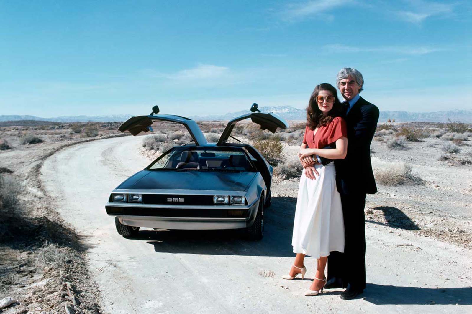 DeLorean and his wife in the desert. 1980.