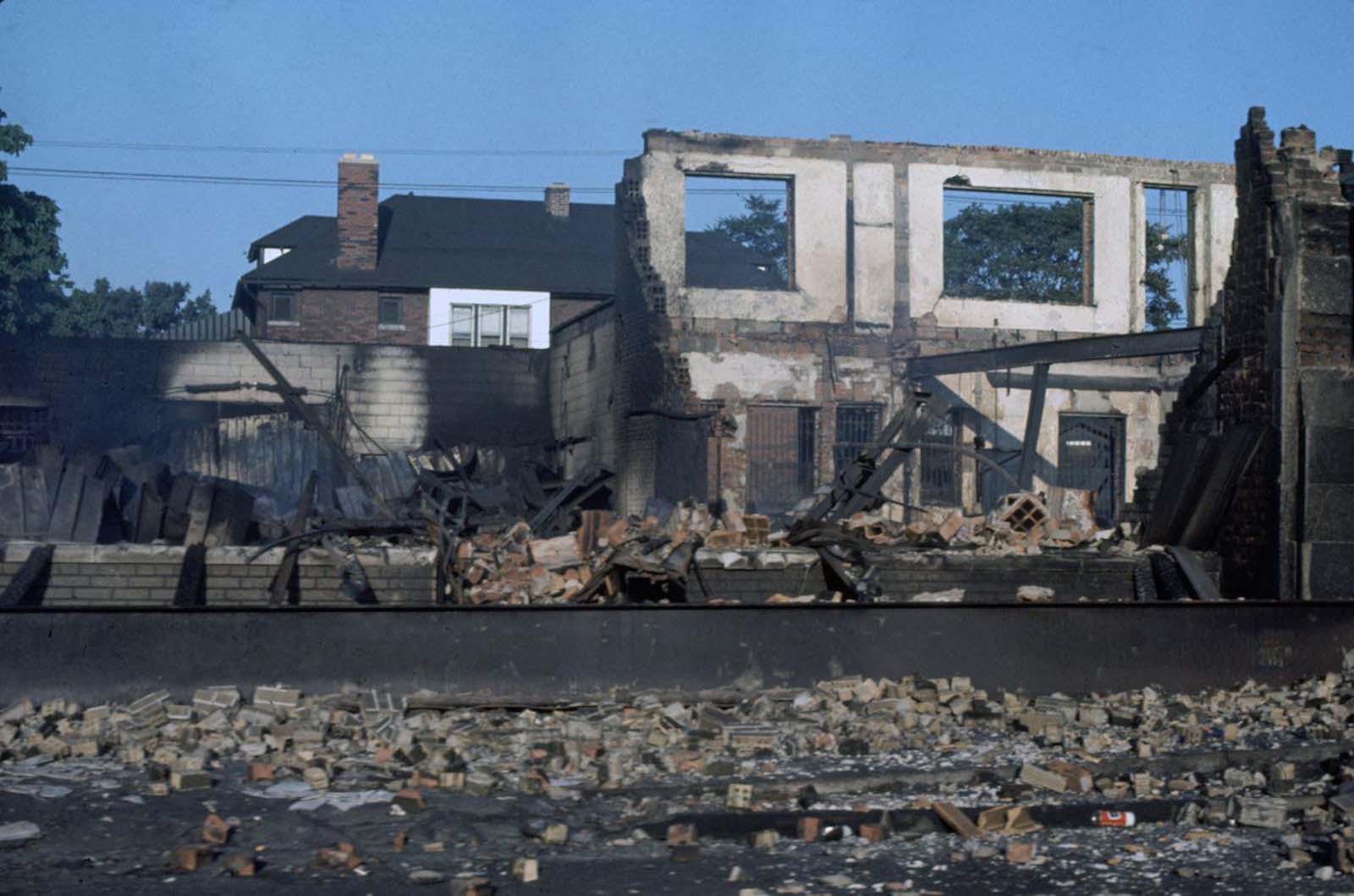 Abandoned and burned buildings.