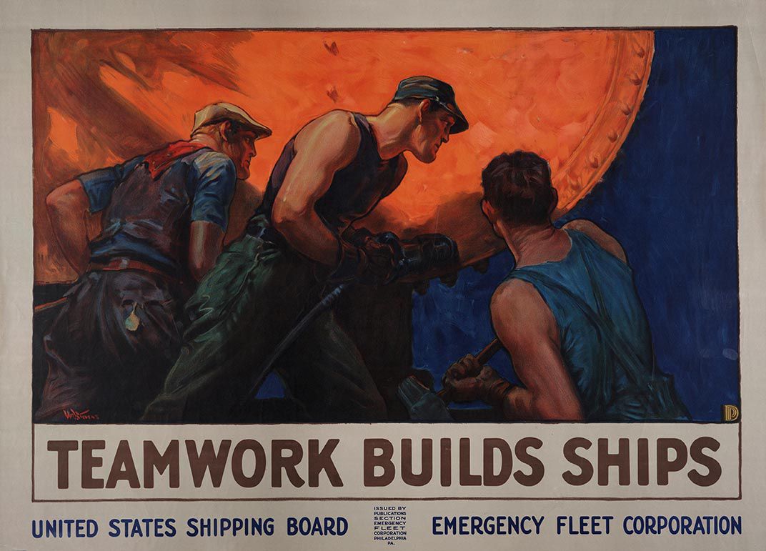 Teamwork Builds Ships, ca. 1918, William Dodge Stevens.