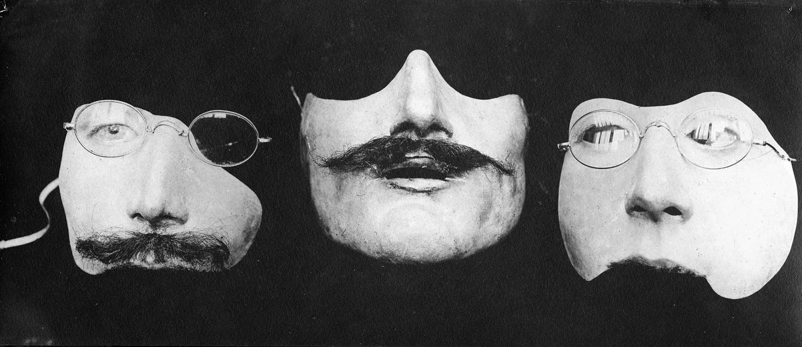 A variety of portrait masks produced by Anna Coleman Ladd.