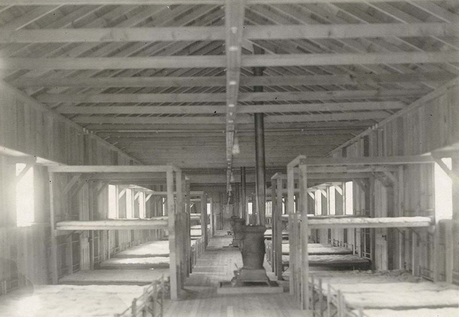 Inside the barracks of the internment camp.