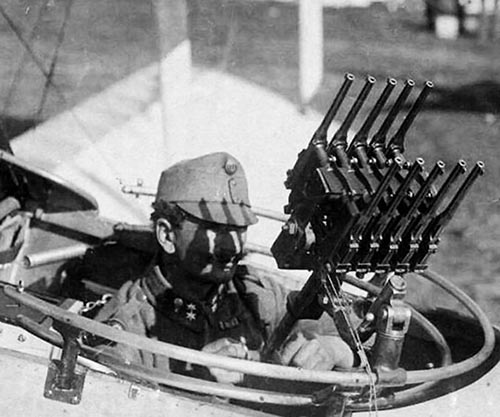 Austro-Hungarian aircraft gunner with an arranged anti-aircraft gun made out Austro-Hungarian aircraft gunner with an arranged anti-aircraft gun made out from Mausers C-96, 1917