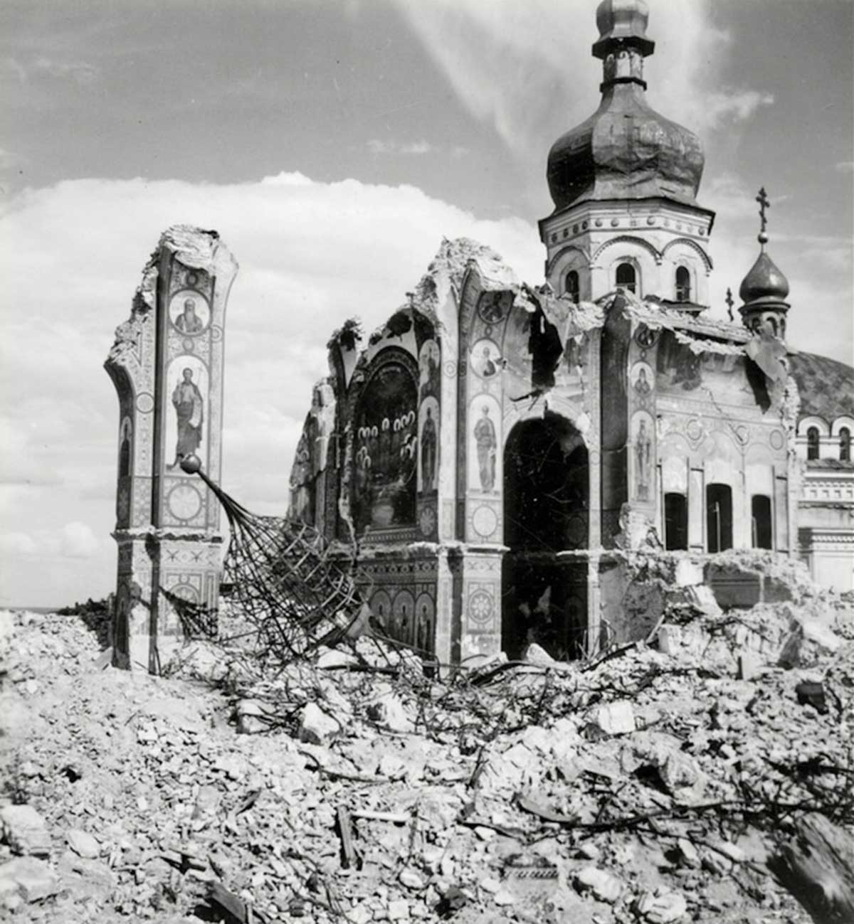 Kiev Pechersk Lavra. Destroyed Cathedrale of Dormition.