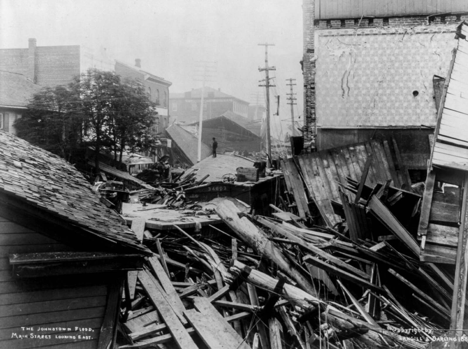 Johnstown's Main Street is choked with debris.