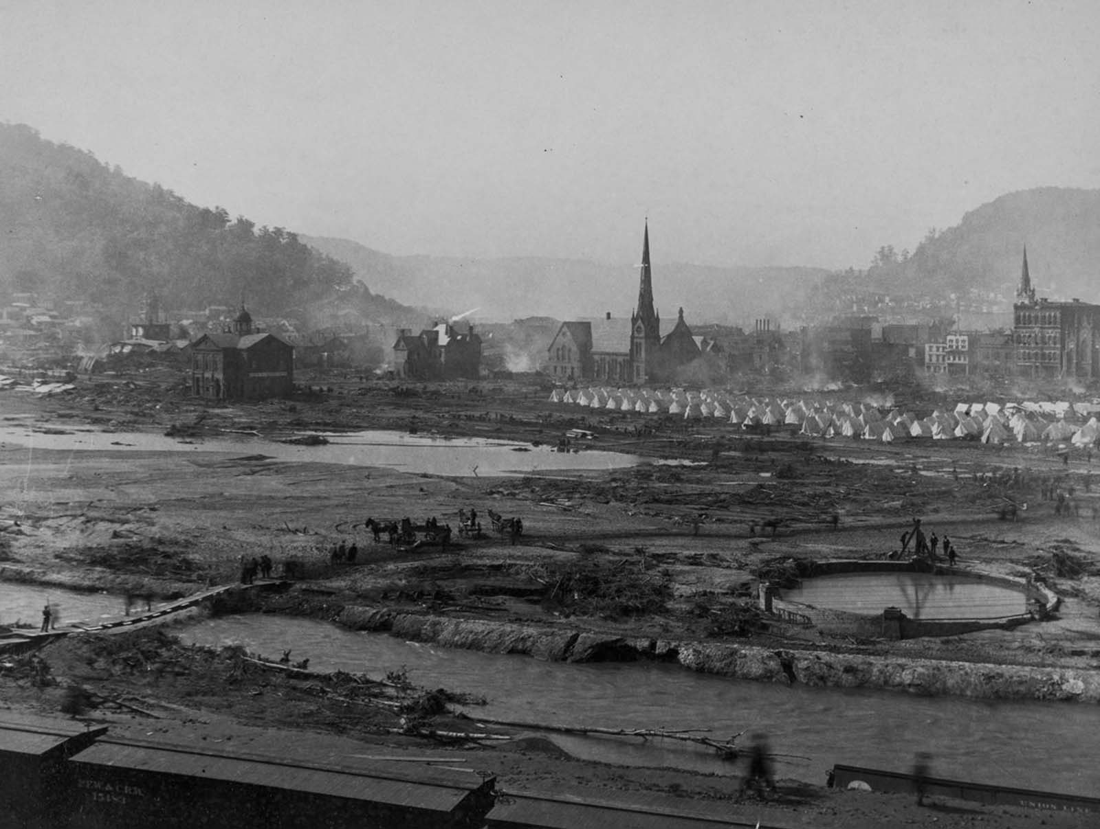 The camp of the relief corps.