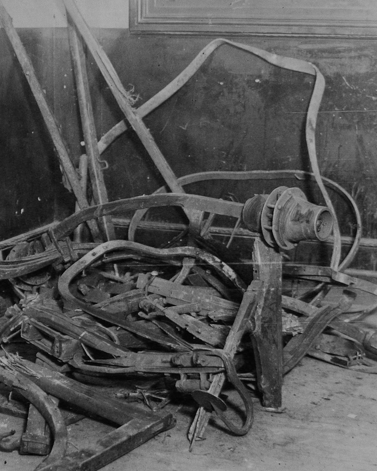 The remains of the wagon which held the bomb.