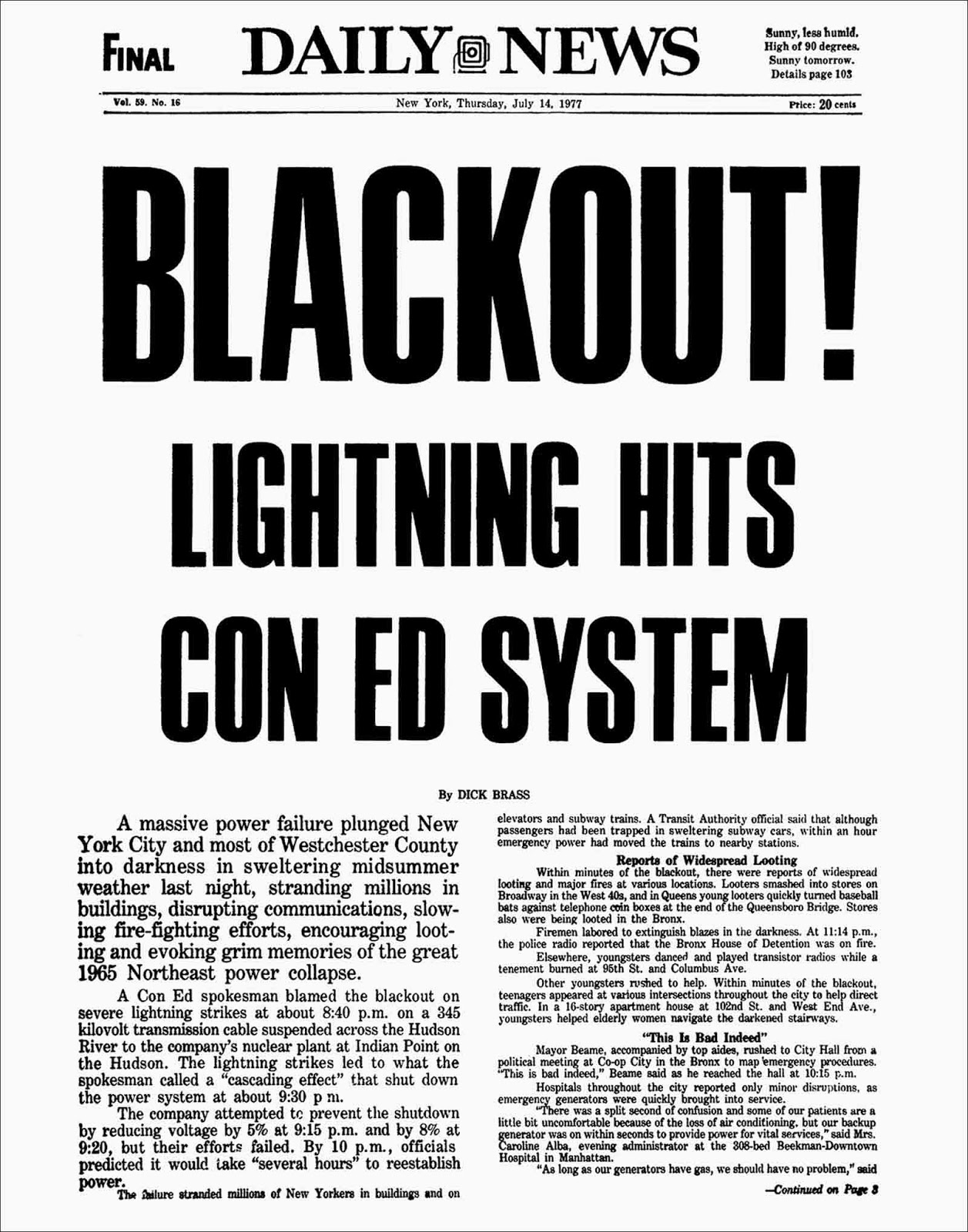 The Daily News frontpage.