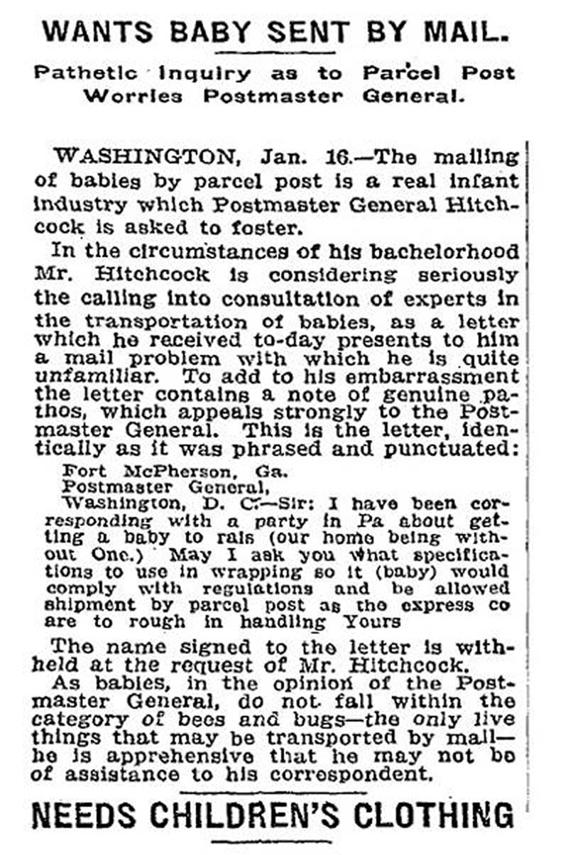 Clipping from the NYT on the letter sent to the Postmaster General.