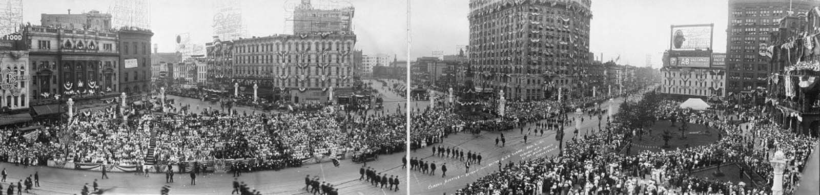 Parade of the Grand Army of the Republic during the 1914 meeting in Detroit, Michigan. 1914.