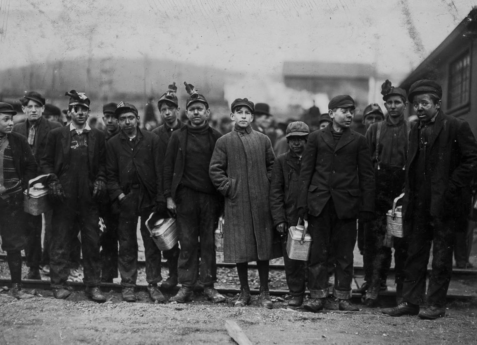 Mine workers in Nanticoke, Pennsylvania. 1911.