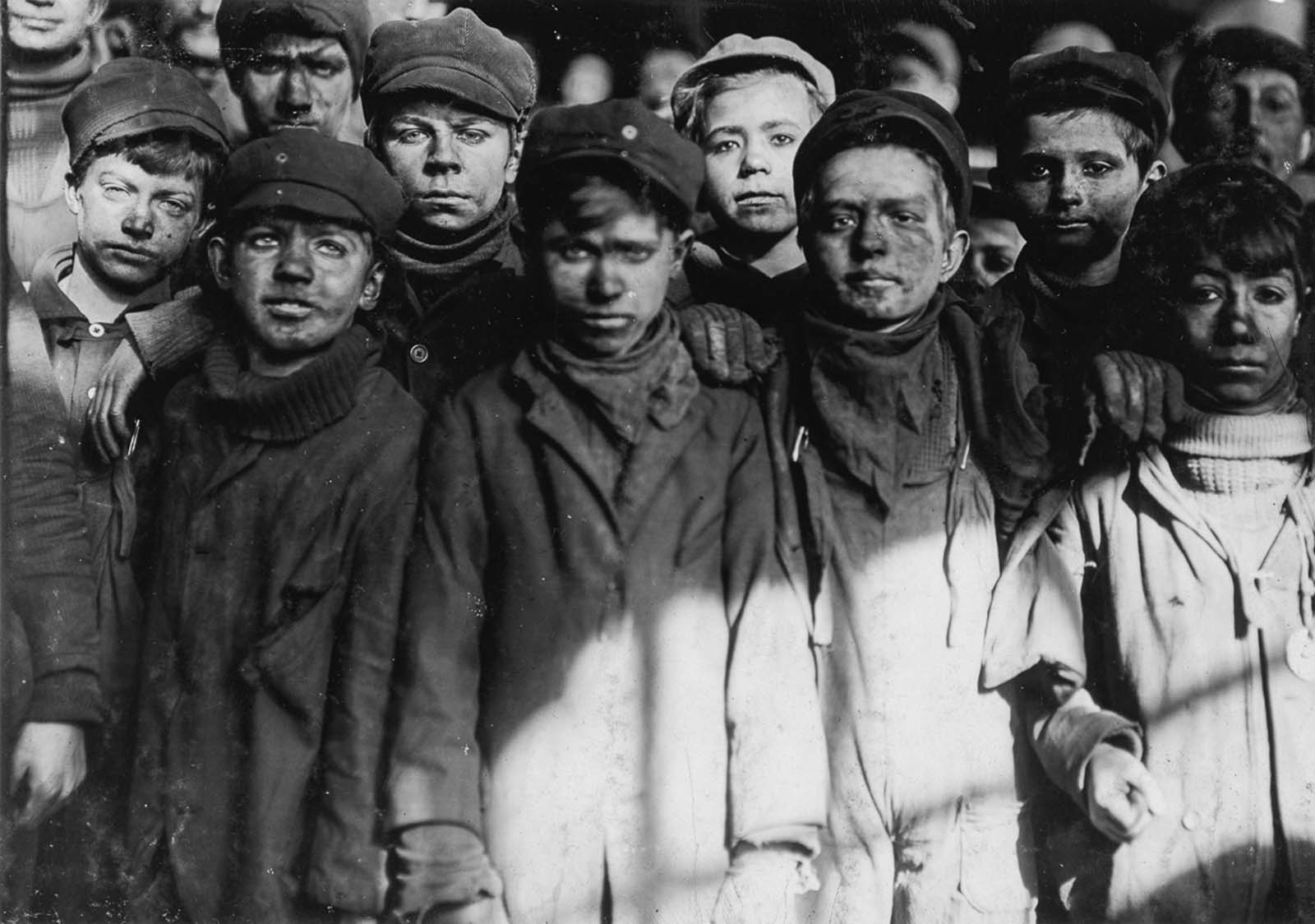 Breaker boys employed by the Pennsylvania Coal Company. 1911.