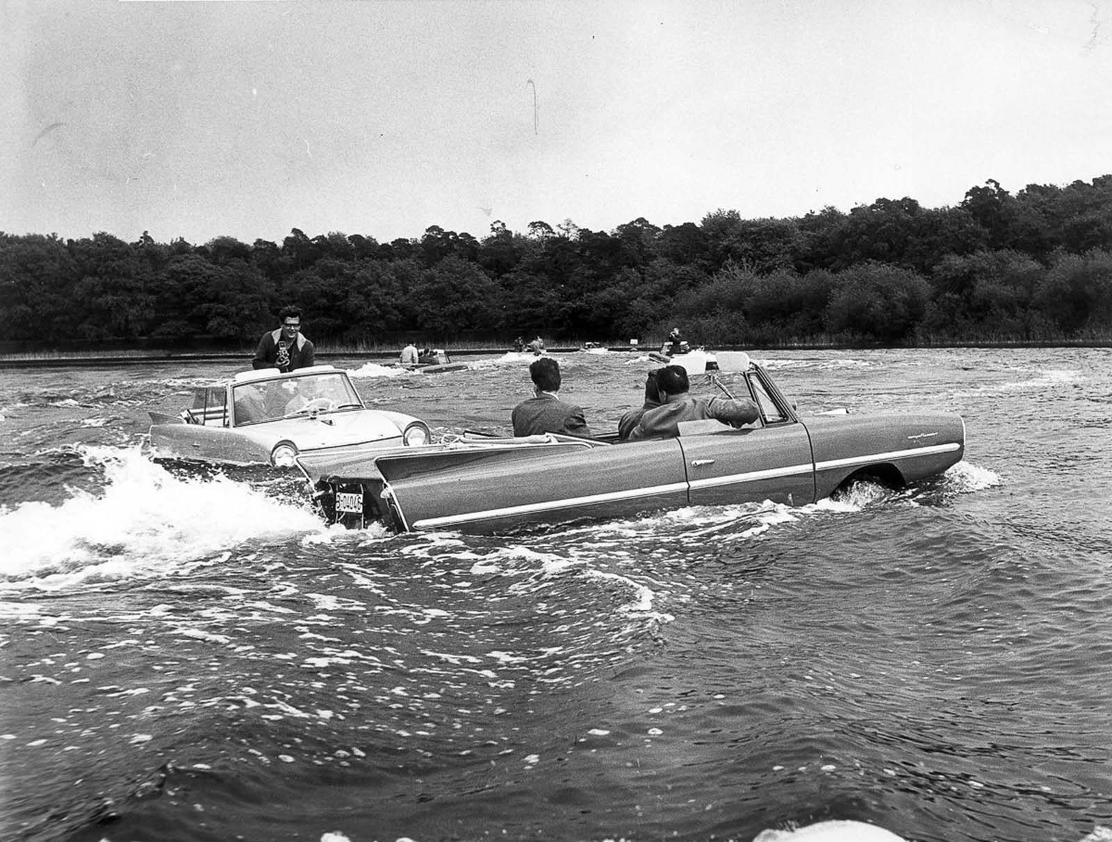 Two Amphicars crossed the English Channel in Sept. 1965 enduring 20-foot (6.1 m) waves and gale-force winds.