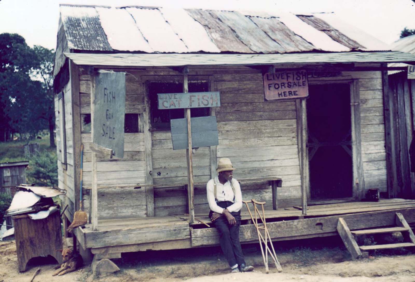 A store with live fish for sale outside Natchitoches, Louisiana. 1940.