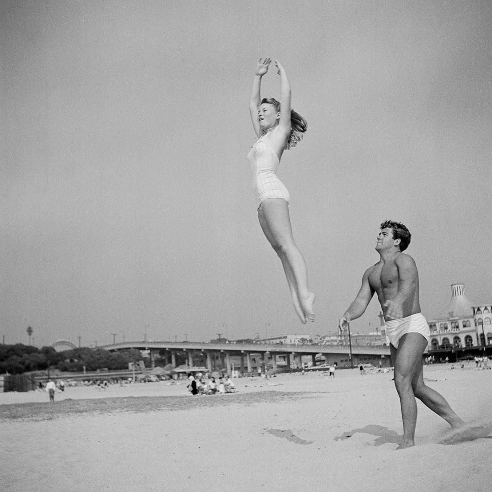 Acrobats at the Muscle Beach.