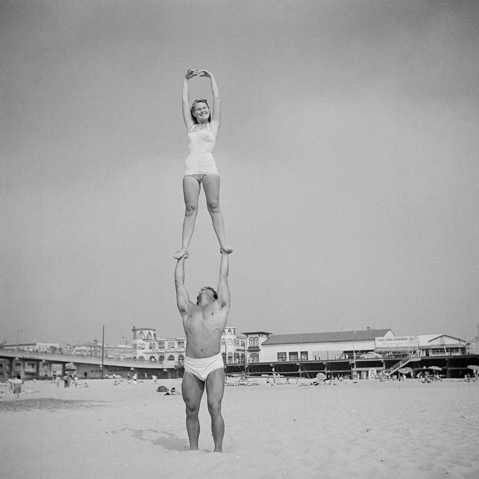 Acrobats at the Muscle Beach.