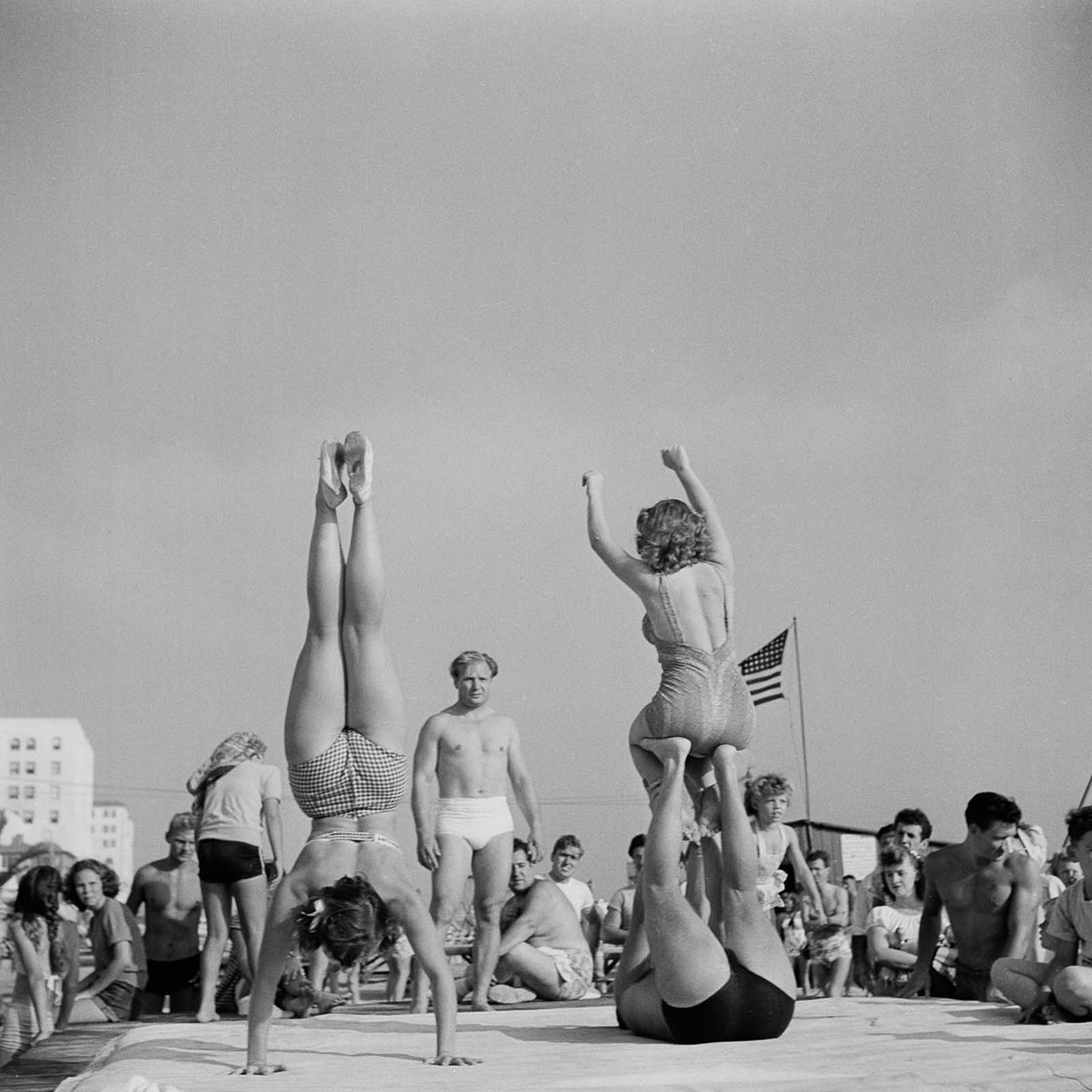 Acrobats at the Muscle Beach.