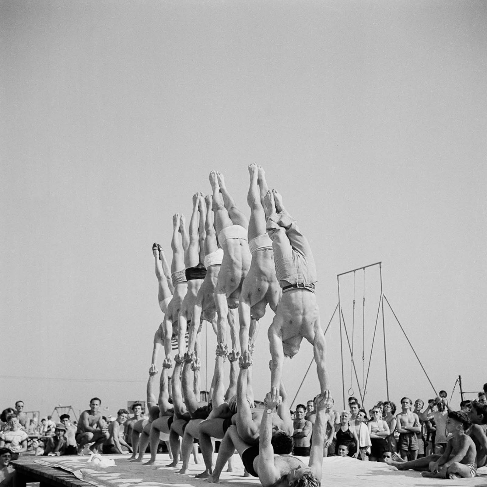 Acrobats at the Muscle Beach.
