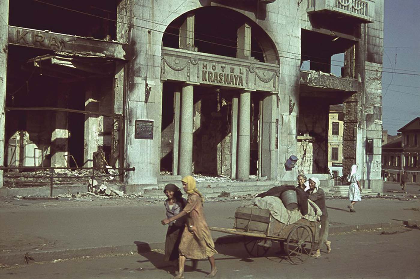 Heavily damaged Hotel Krasnaya.