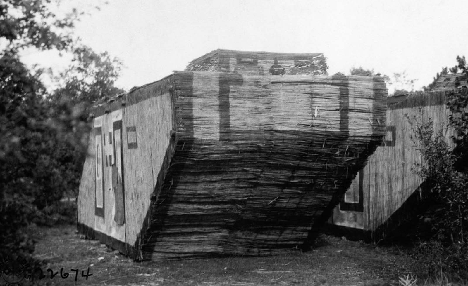 A German dummy tank made of reeds. 1918.